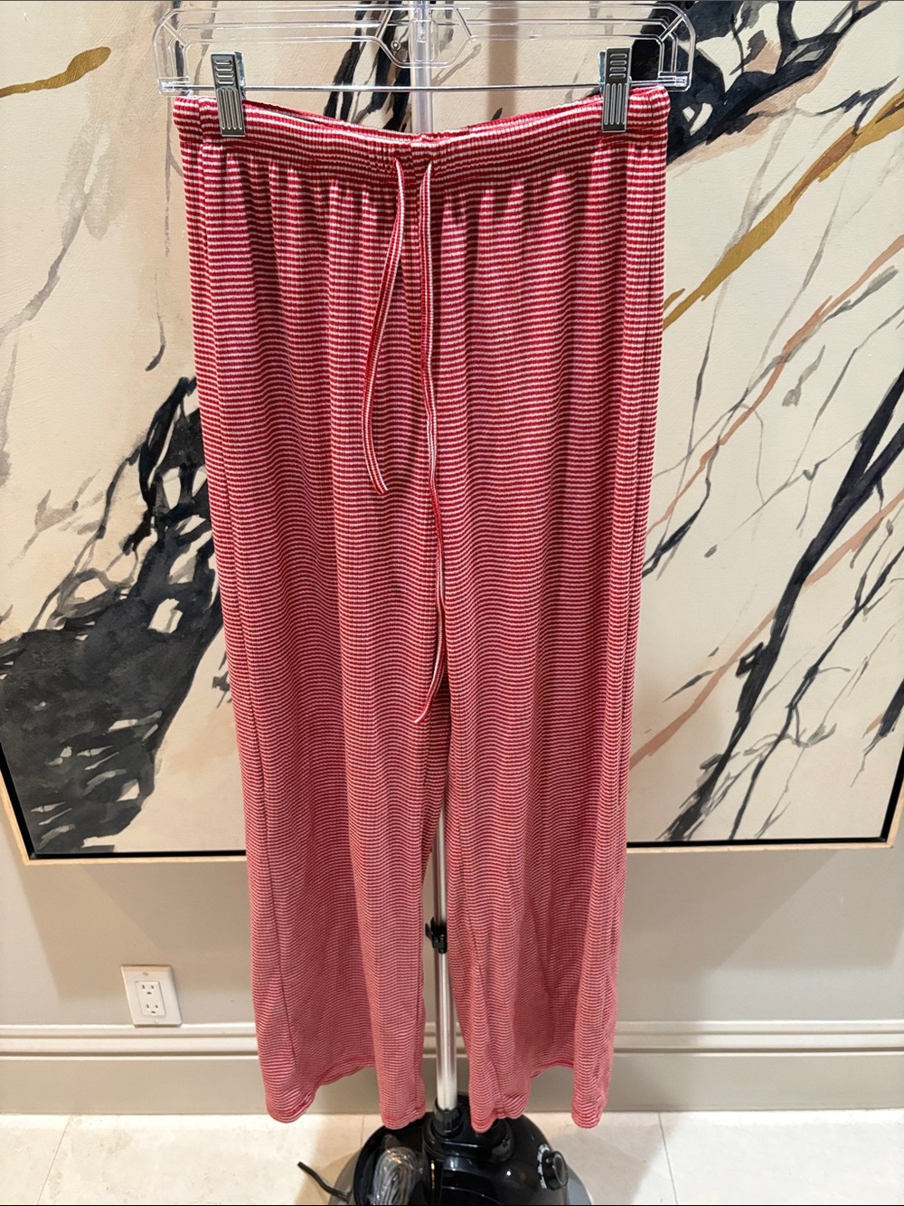 Forever 21 Red & White Striped Wide-Leg Lounge Pants